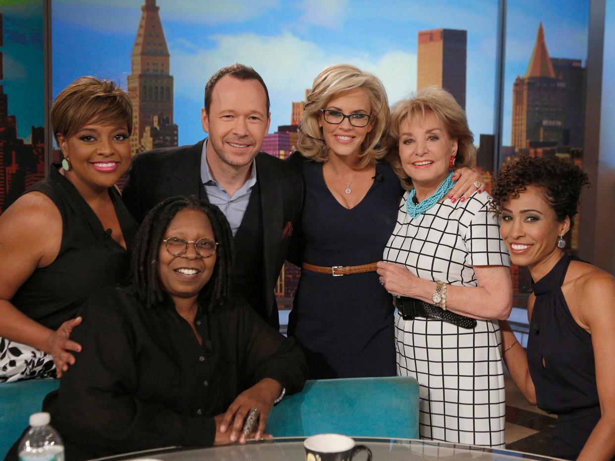 The View cast, including Barbara Walters and Sage Steele, in 2014.