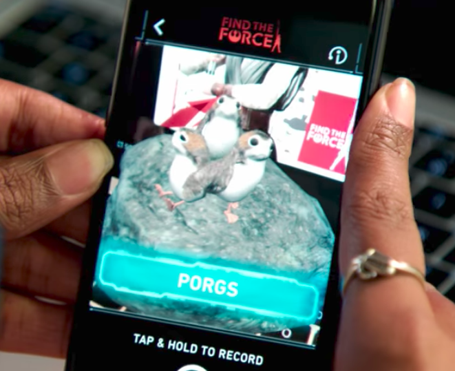The bird-like porgs are among the augmented-reality creatures you can unlock. (Photo: Disney/Lucasfilm)