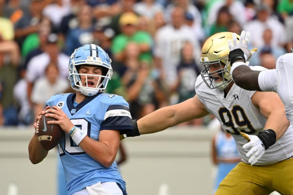 Drake Maye was the Maxwell Award's weekly honoree.