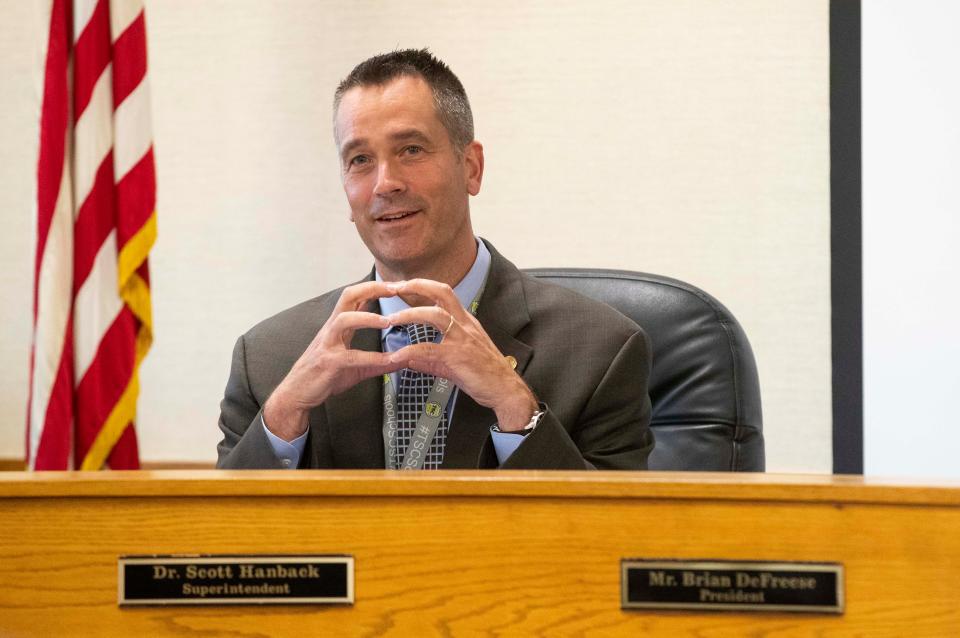 Superintendent Scott Hanback listens to speakers during a Tippecanoe School Corporation Board of Trustees meeting, Wednesday, Sept. 13, 2023, at the TSC Administration Building in Lafayette, Ind.