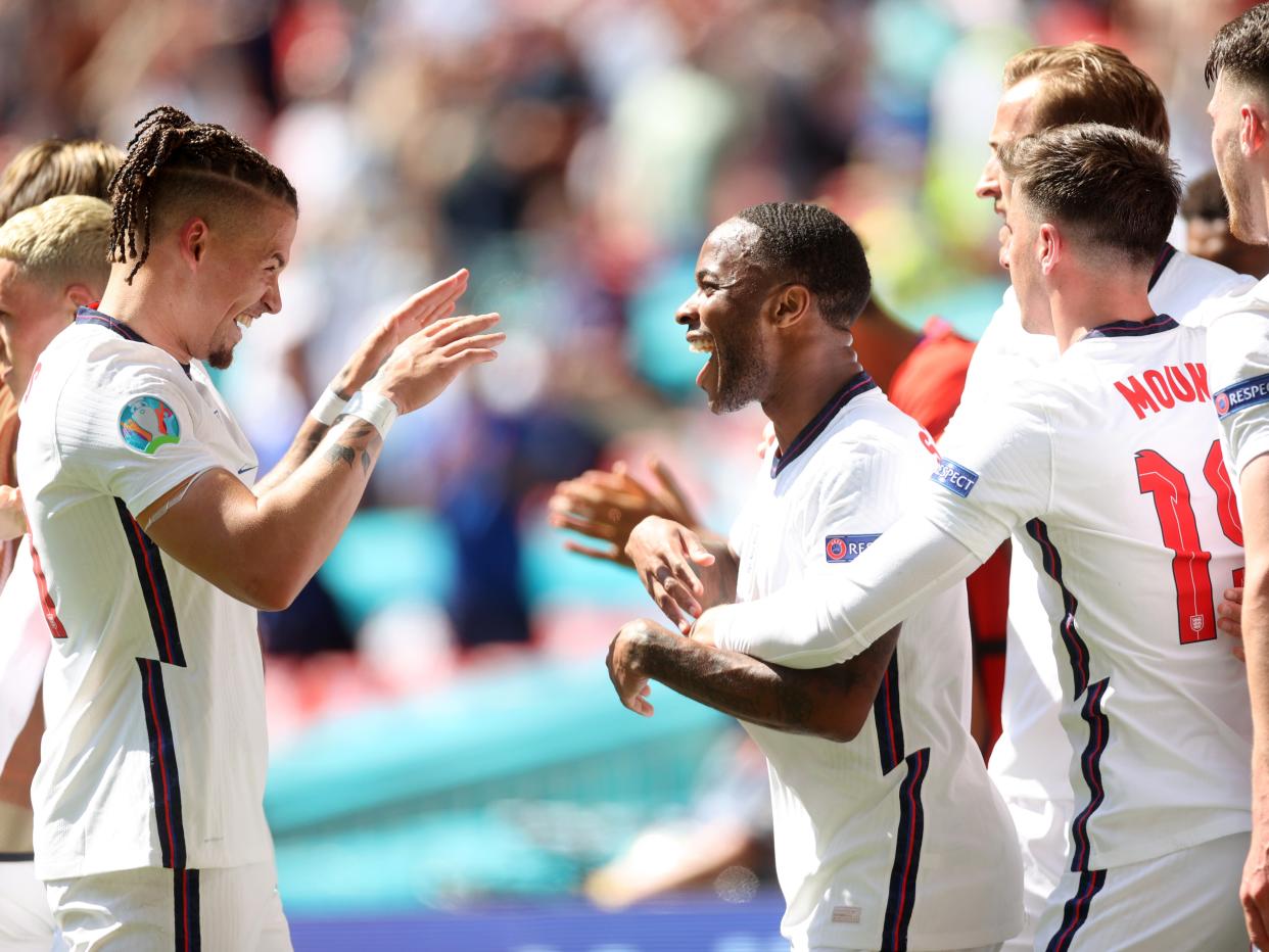 England’s Raheem Sterling celebrates scoring against Croatia (Getty Images)