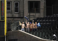 Chicago Cubs fans on September 17, 2012 at Wrigley Field in Chicago, Illinois. (Photo by David Banks/Getty Images)
