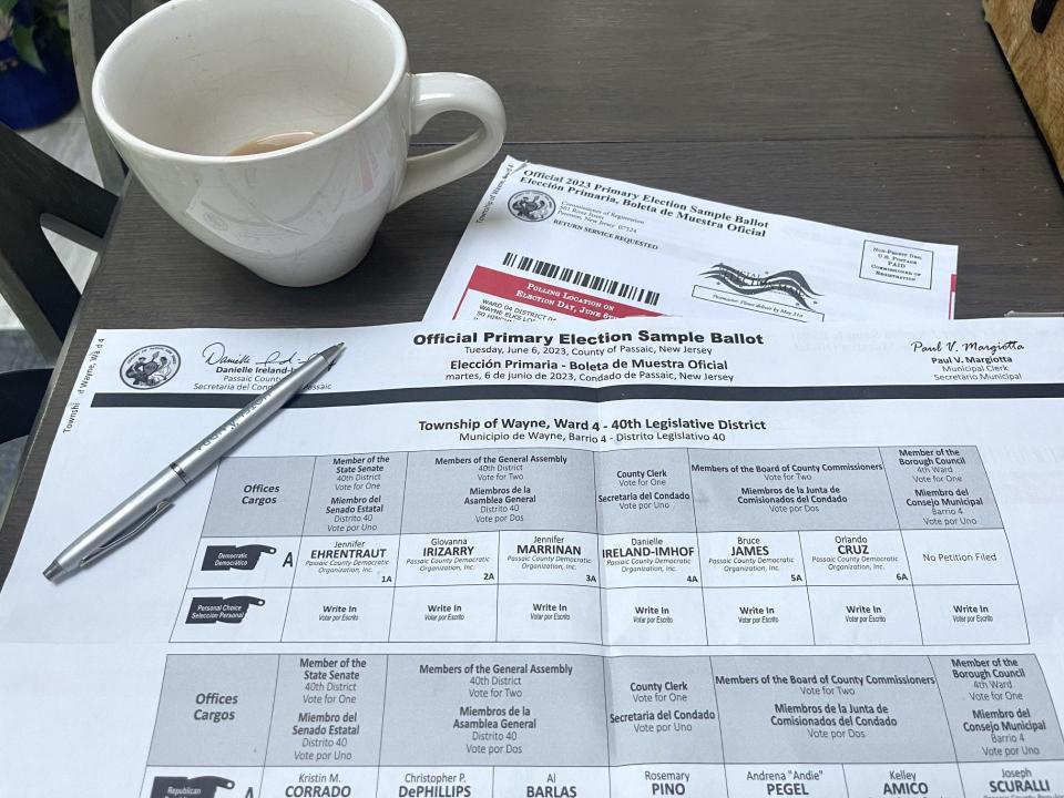 File photo of a Passaic County 2023 June primary election ballot.