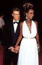 <p>Rocker David Bowie and Iman <a href="http://diffuser.fm/david-bowie-iman/" rel="nofollow noopener" target="_blank" data-ylk="slk:married;elm:context_link;itc:0;sec:content-canvas" class="link ">married</a> on April 24, 1992, with only three people in attendance. The couple wed in a civil ceremony in Switzerland. They remained married until Bowie's death in January 2016 and have one daughter together, Alexandria Jones. </p>