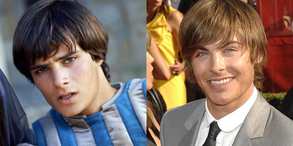 <p>It's no surprise that Leonard Whiting and Zac Efron were both teen heartthrobs in their heyday. From their piercing blue eyes to their chiseled jaws, Efron is the spitting image of the <em>Romeo and Juliet </em>actor. </p>