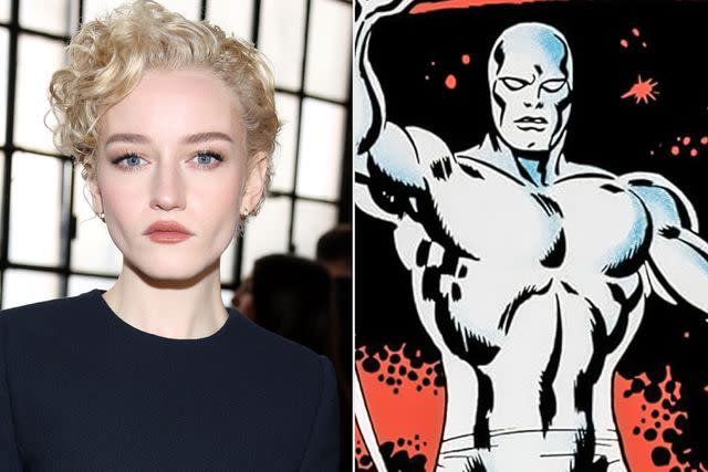 <p>Daniele Venturelli/Getty; Marvel/Taschen America Llc</p> Julia Garner and the Silver Surfer