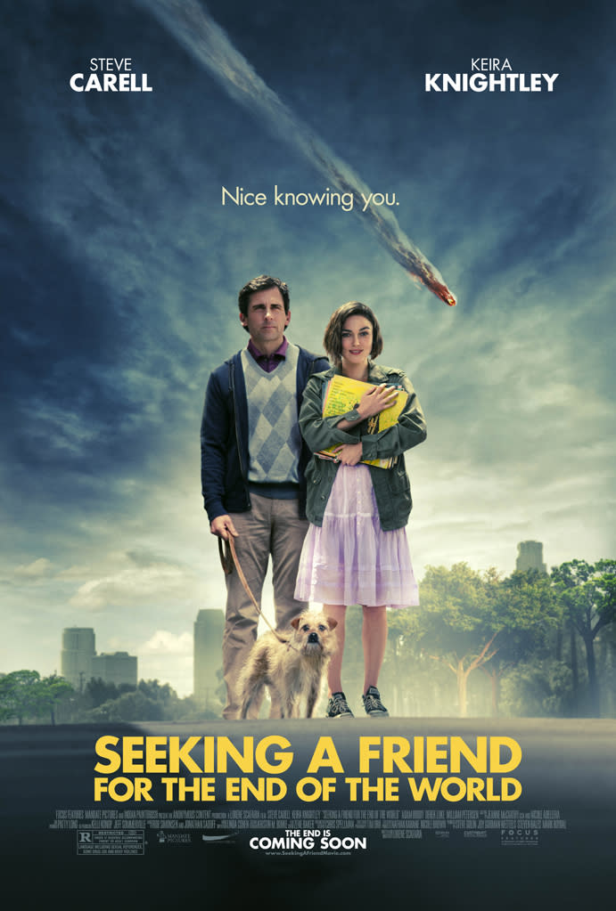 Steve Carrell and Keira Knightley star in Focus Features' <a href="http://movies.yahoo.com/movie/seeking-a-friend-for-the-end-of-the-world/" data-ylk="slk:Seeking a Friend for the End of the World;elm:context_link;itc:0;sec:content-canvas" class="link ">Seeking a Friend for the End of the World</a> - 2012