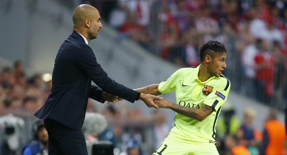 Neymar a croisé Pep Guardiola lors de la demi-finale de la Ligue des champions 2015 entre le Barça et le Bayern