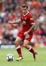 <p>Liverpool’s Philippe Coutinho powers forward</p>