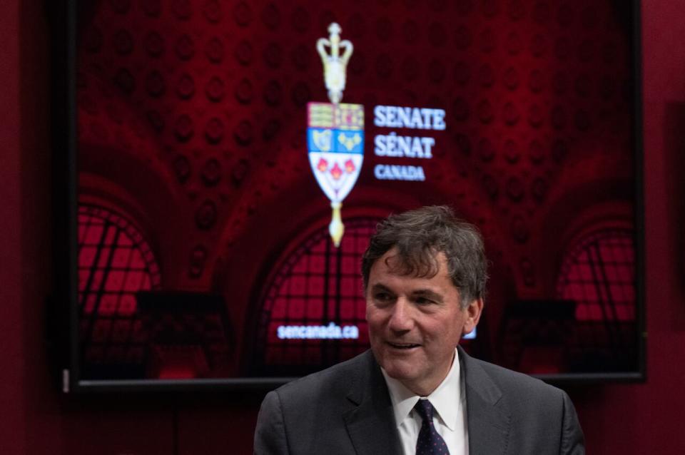Minister of Public Safety, Democratic Institutions and Intergovernmental Affairs Dominic LeBlanc is seen as he waits to appear at the Senate National Security, Defence and Veterans Affairs committee in Ottawa, Monday, Oct. 23, 2023.