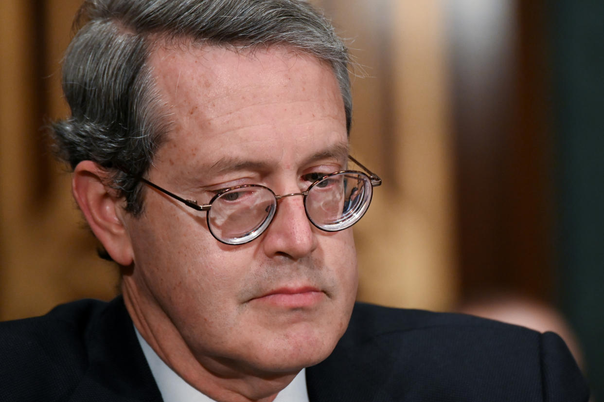 Randal K. Quarles, vice chairman of the Federal Reserve Board of Governors, testifies before a Senate Banking, Housing and Urban Affairs Committee hearing on 