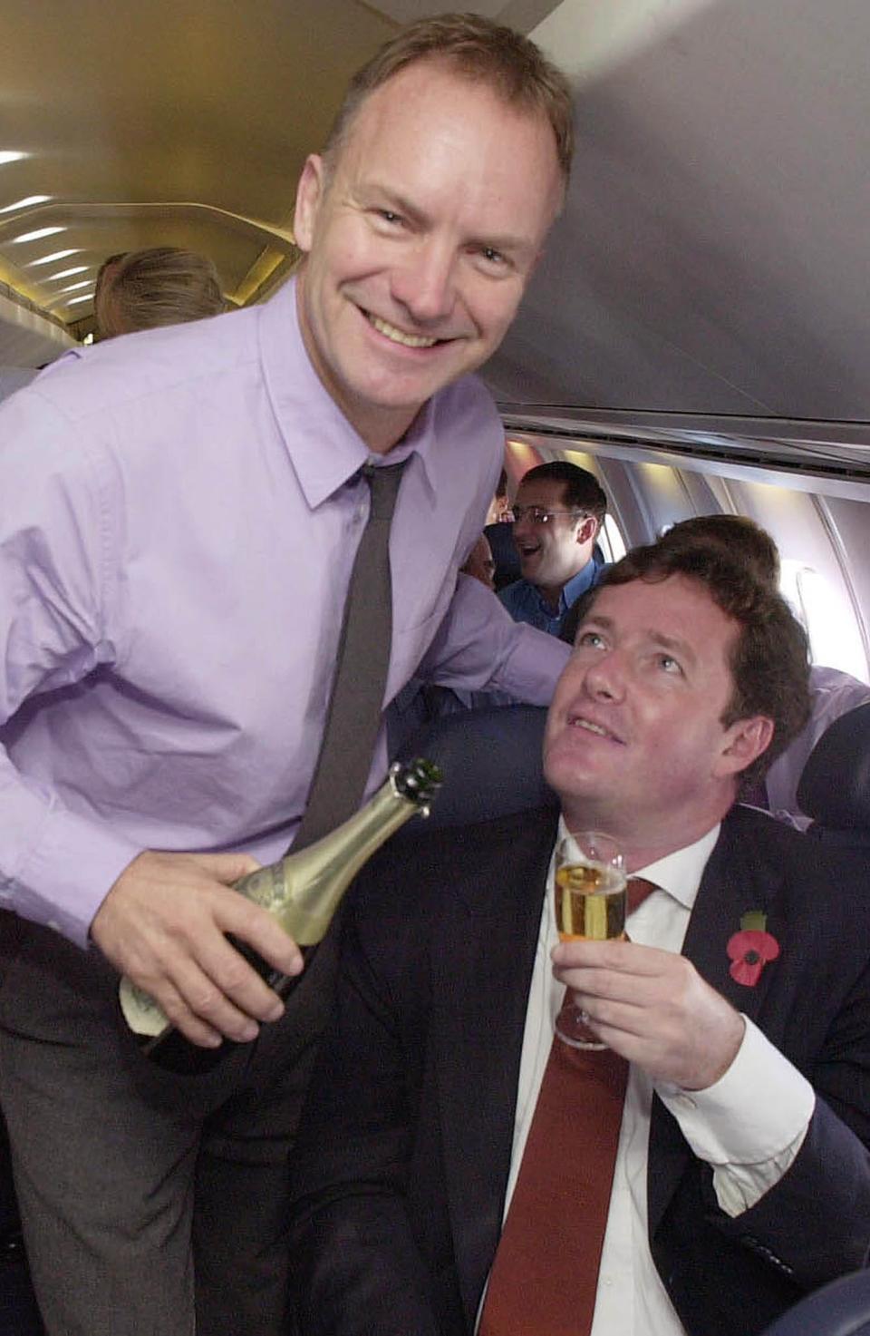 Sting and Piers Morgan on a Concorde flight.