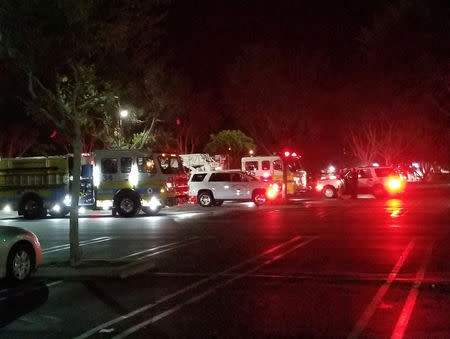 First responders are seen outside Borderline Bar and Grill in Thousand Oaks, California, U.S. November 7, 2018 in this image obtained from social media on November 8, 2018. Thomas Gorden/via REUTERS