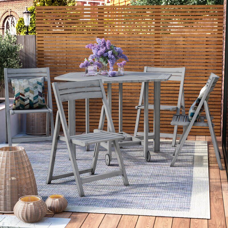 3) Gray Wash Geyer 5-Piece Dining Set