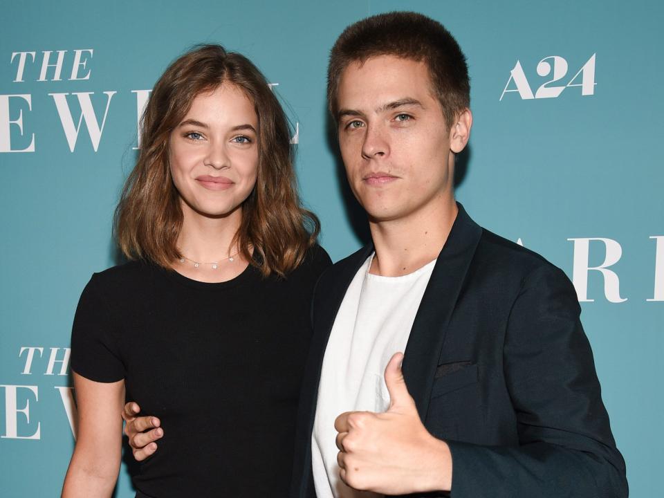 barbara palvin and dylan sprouse posing on the red carpet for the premiere of "The Farewell" in 2019