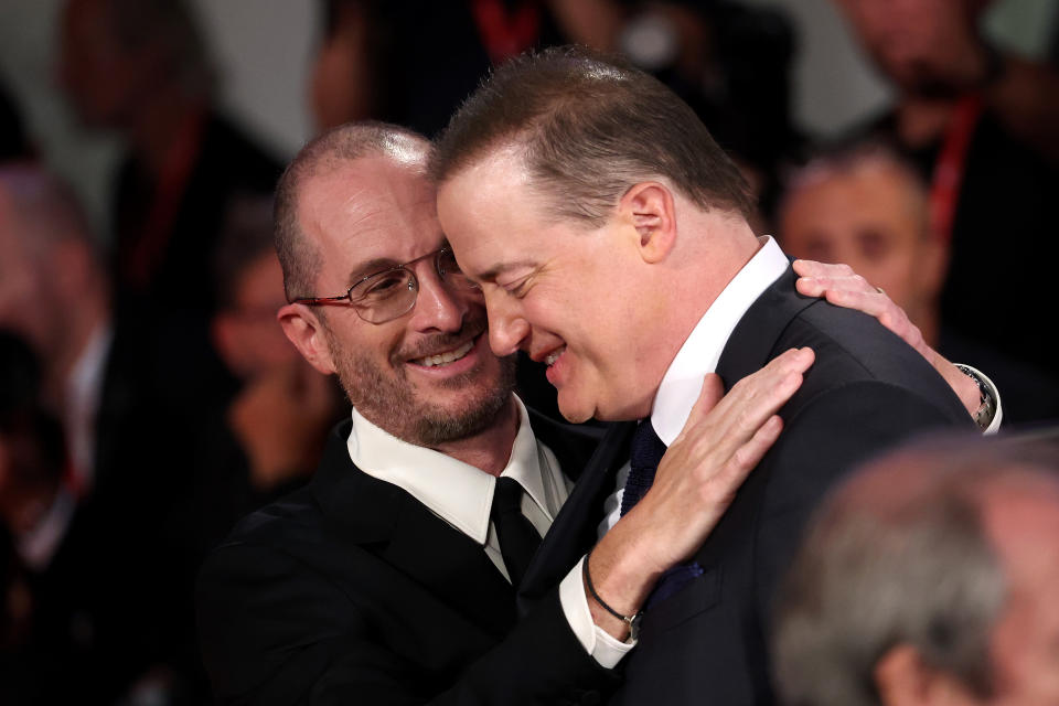 VENICE, ITALY - SEPTEMBER 04: Director Darren Aronofsky and Brendan Fraser attend 