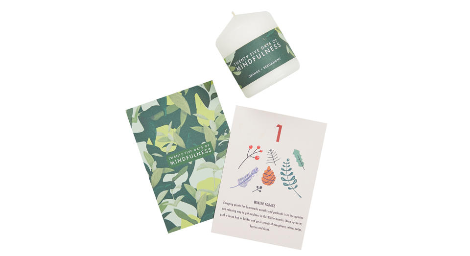 <p>Mindfullness has been all the rage for the past few years. Encourage your inner calm with this collection of mindful endeavours. <em>Available from</em> <a rel="nofollow noopener" href="https://www.notonthehighstreet.com/bojourn/product/the-mindful-advent" target="_blank" data-ylk="slk:Not On The High Street;elm:context_link;itc:0;sec:content-canvas" class="link "><em>Not On The High Street</em></a>. </p>