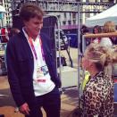 Shawn Johnson chats with Bruce Jenner. "Tiny and tall. Great talking to him!" - <a href="https://twitter.com/ShawnJohnson/" rel="nofollow noopener" target="_blank" data-ylk="slk:@ShawnJohnson;elm:context_link;itc:0;sec:content-canvas" class="link ">@ShawnJohnson</a> via Twitter