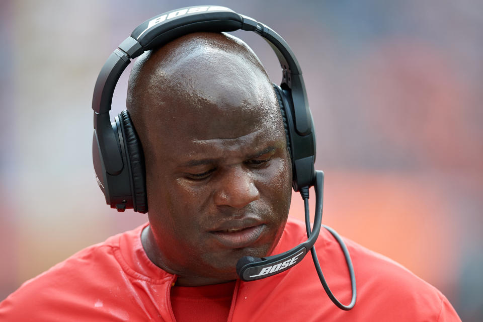 Chiefs offensive coordinator Eric Bieniemy has helped lead the NFL’s top offense to the No. 1 seed in the AFC and a 12-4 record. (Getty Images)