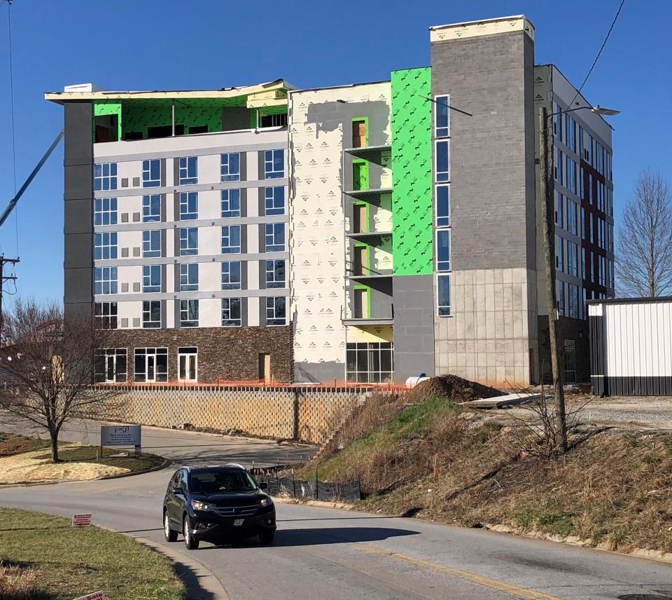 The exterior of the new Hyatt Place hotel in Arden in 2022. The hotel is now set to open March 10.
