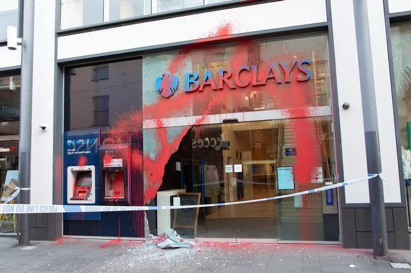 Barclays Bank in Altrincham was also vandalised overnight -Credit:Amanda J Window