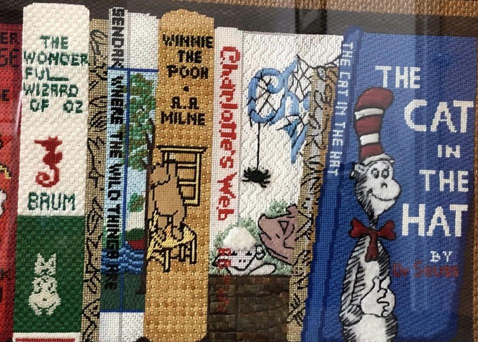 A portion of a needlepoint piece created by members of Southside Virginia Chapter of the American Needlepoint Guild.