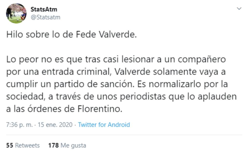 Críticas por la sanción de un partido a Fede Valverde tras su expulsión