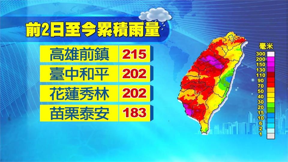 豪雨狂炸2日「雨量累積圖紅通通」水庫解渴！林嘉愷曝「降雨減緩」時間點