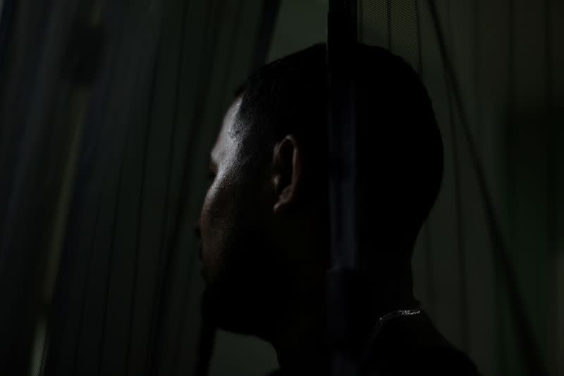 Maynor, 32, poses for a portrait at his home in Los Angeles