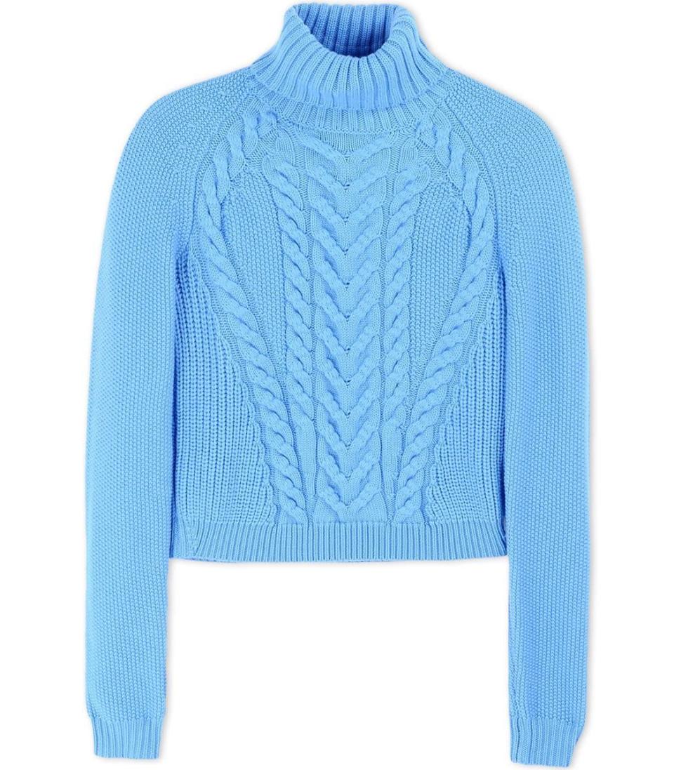 Carven Blue Cable-knit sweater, $890, shopbazaar.com