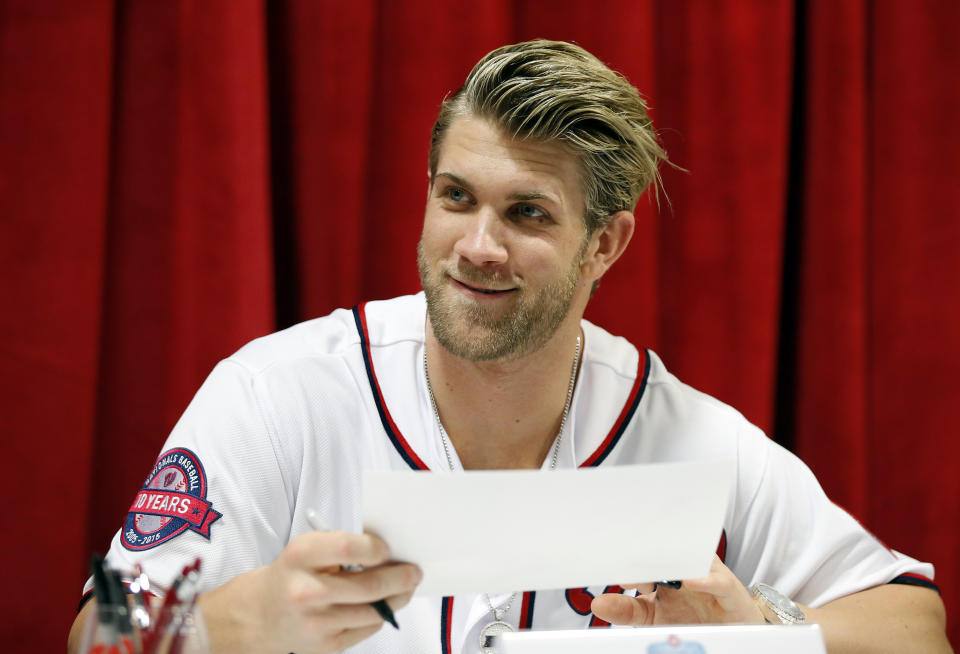 Big market teams are still in the best position to sign Bryce Harper next offseason. (AP Photo)