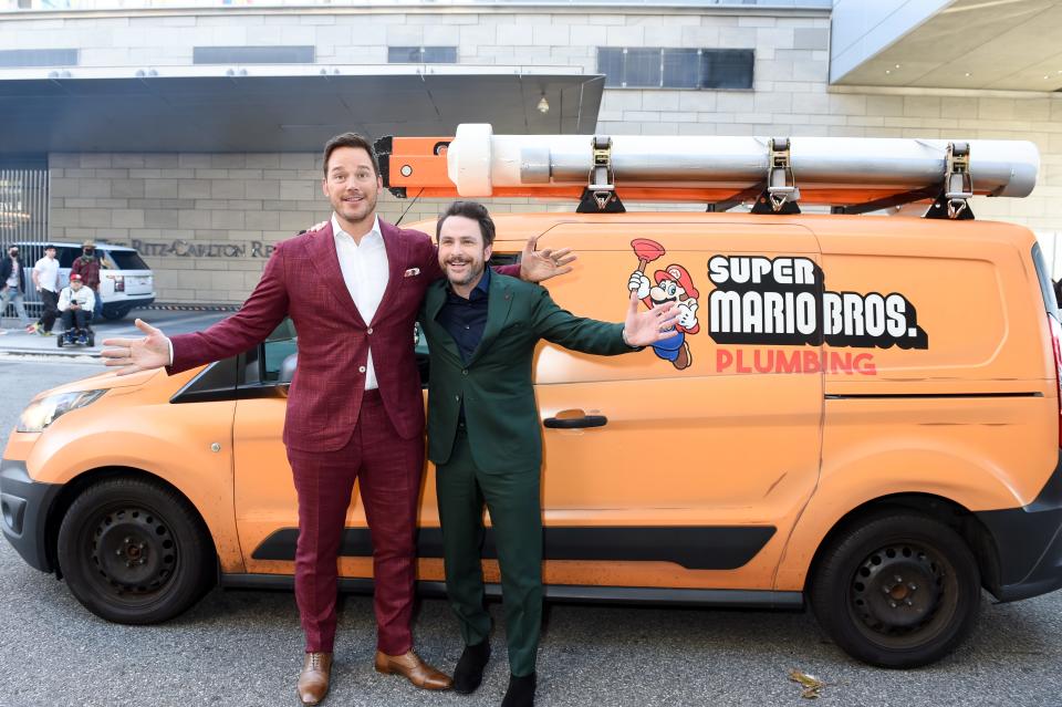 Chris Pratt and Charlie Day attend "The Super Mario Bros. Movie" screening on April 1, 2023.