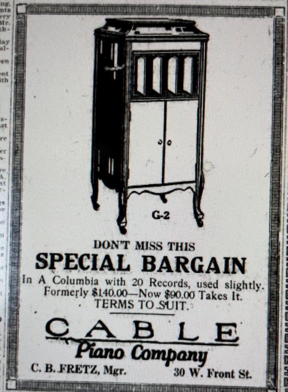 Ad from January 1923.