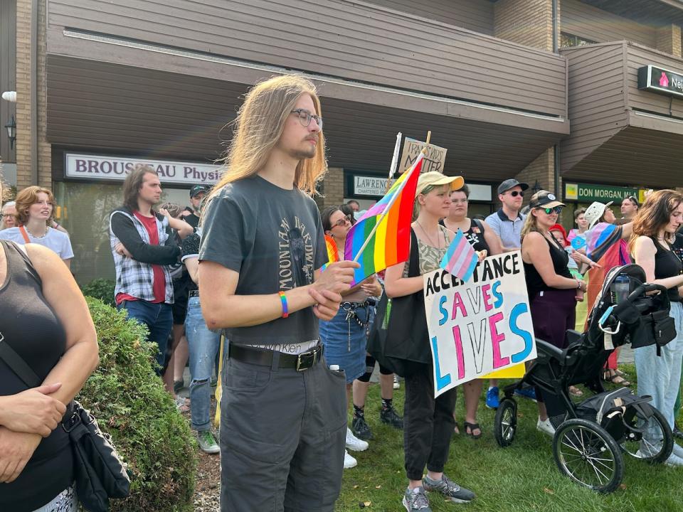 Many people at Sunday's rally focused on the pronoun policy announced by Saskatchewan Education Minister Dustin Duncan on Tuesday.