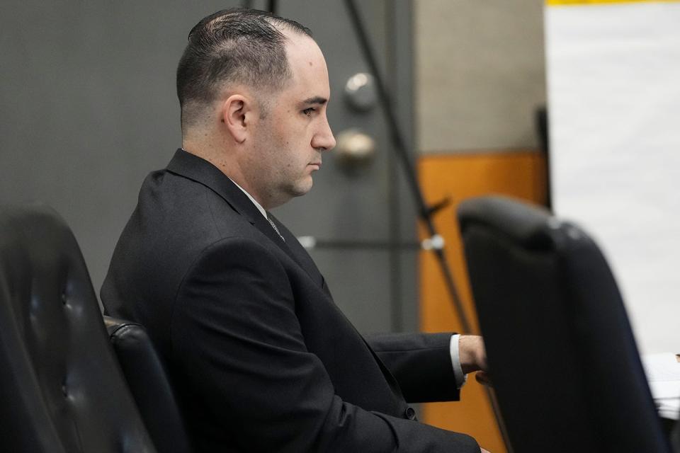 Daniel Perry, shown on the first day of his trial, is charged with murder in the death of Garrett Foster, an Austin protester who was fatally shot on July 25, 2020.