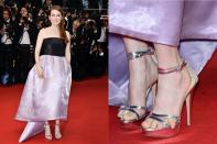 <p> Here, at the 2013 Cannes Film Festival, Julianne Moore&apos;s heels fit so poorly that somehow her pinky toe managed to slip out of the metallic silver straps. </p>