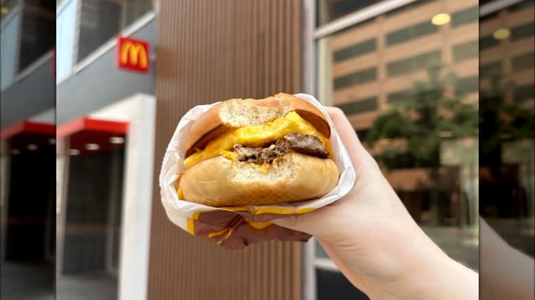 McDonald's steak, egg, and cheese bagel