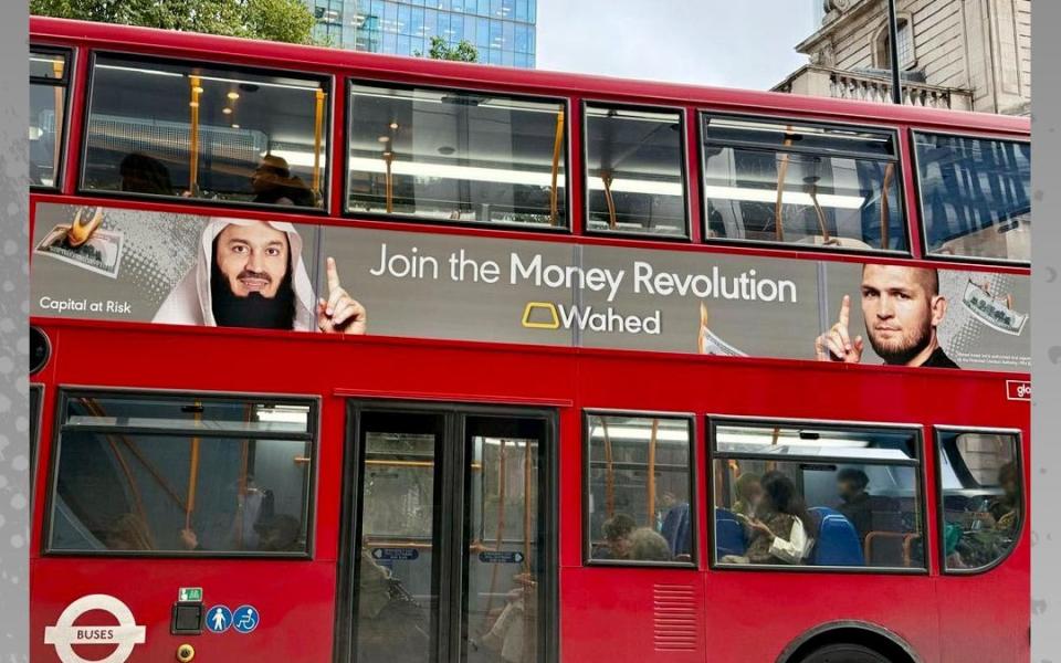 An advertisement for Islamic start-up Wahed on the side of a London bus