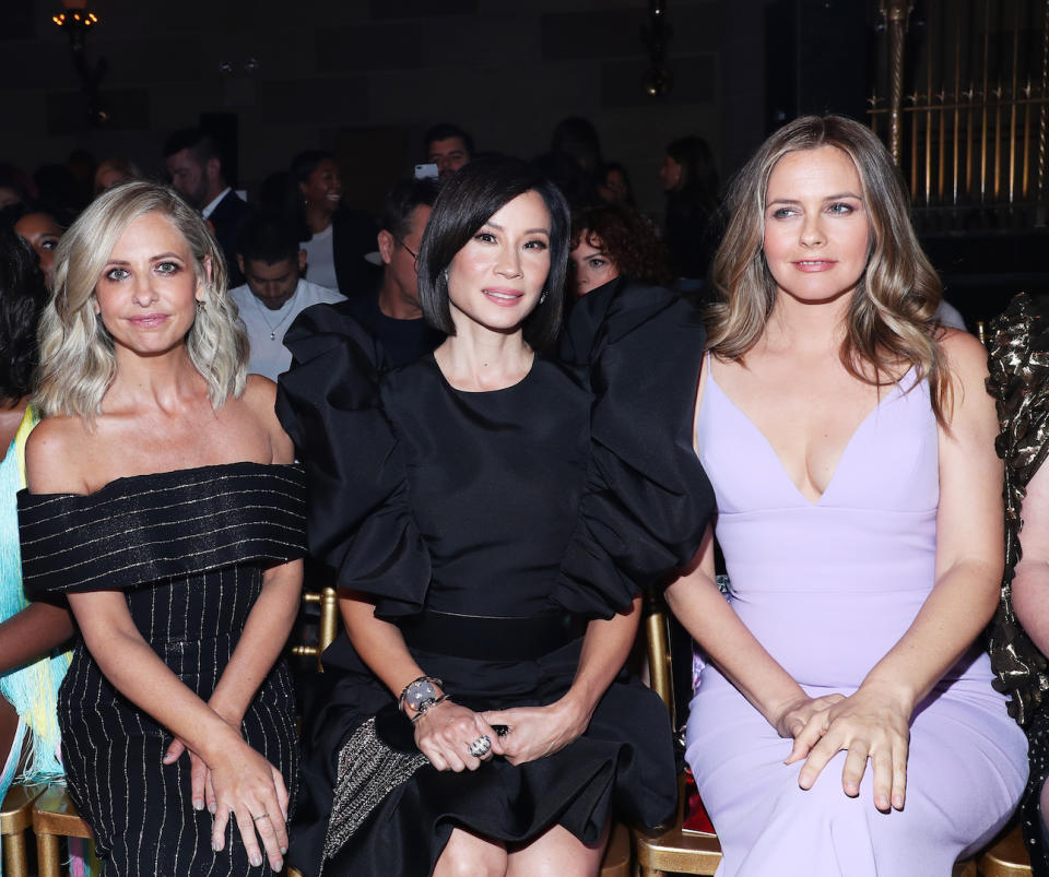 Sarah Michelle Gellar, Lucy Liu and Alicia Silverstone at the Christian Siriano September 2019 show during NYFW