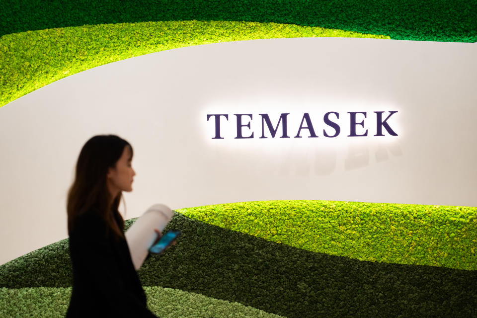 Signage for Temasek Holdings Pte in Singapore. (Photographer: Nicky Loh/Bloomberg)