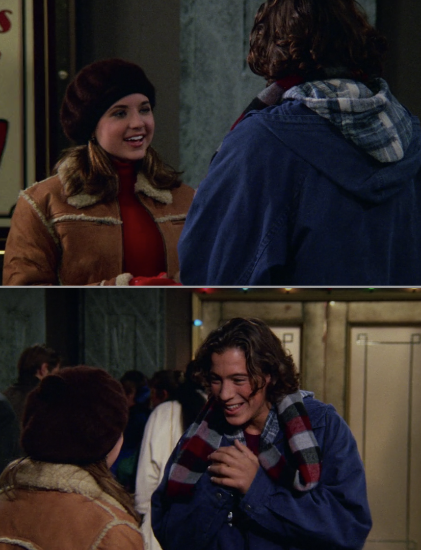 Both actors on set, outside, in a winter clothes