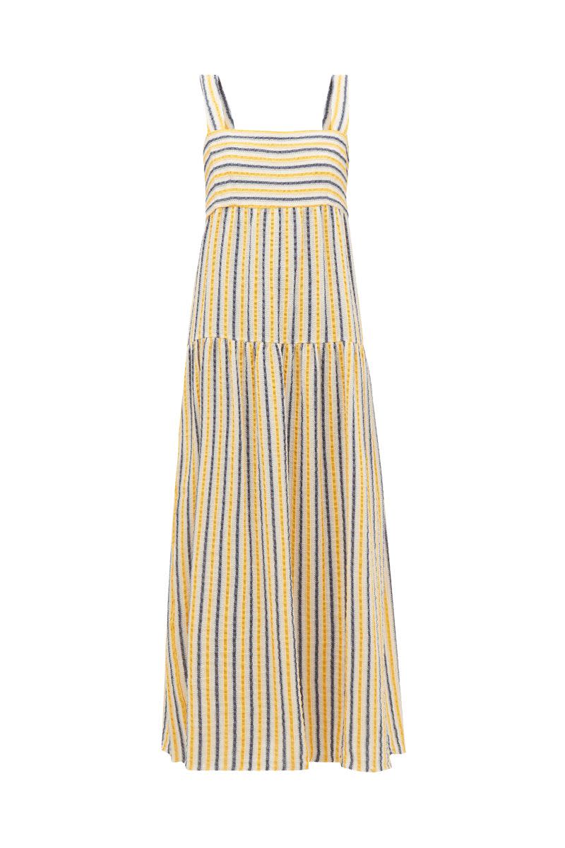 Three Graces London Striped Seersucker Maxi Dress