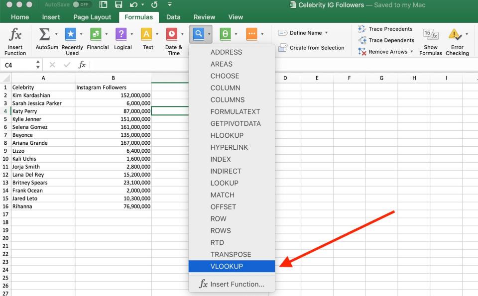 How to do vlookup in Excel
