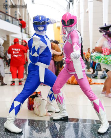 <p><a href="https://www.instagram.com/chriscosgrovephoto/?hl=en" data-component="link" data-source="inlineLink" data-type="externalLink" data-ordinal="1">Chris Cosgrove</a></p> Blue Ranger and Pink Ranger from 'Mighty Morphin Power Rangers'