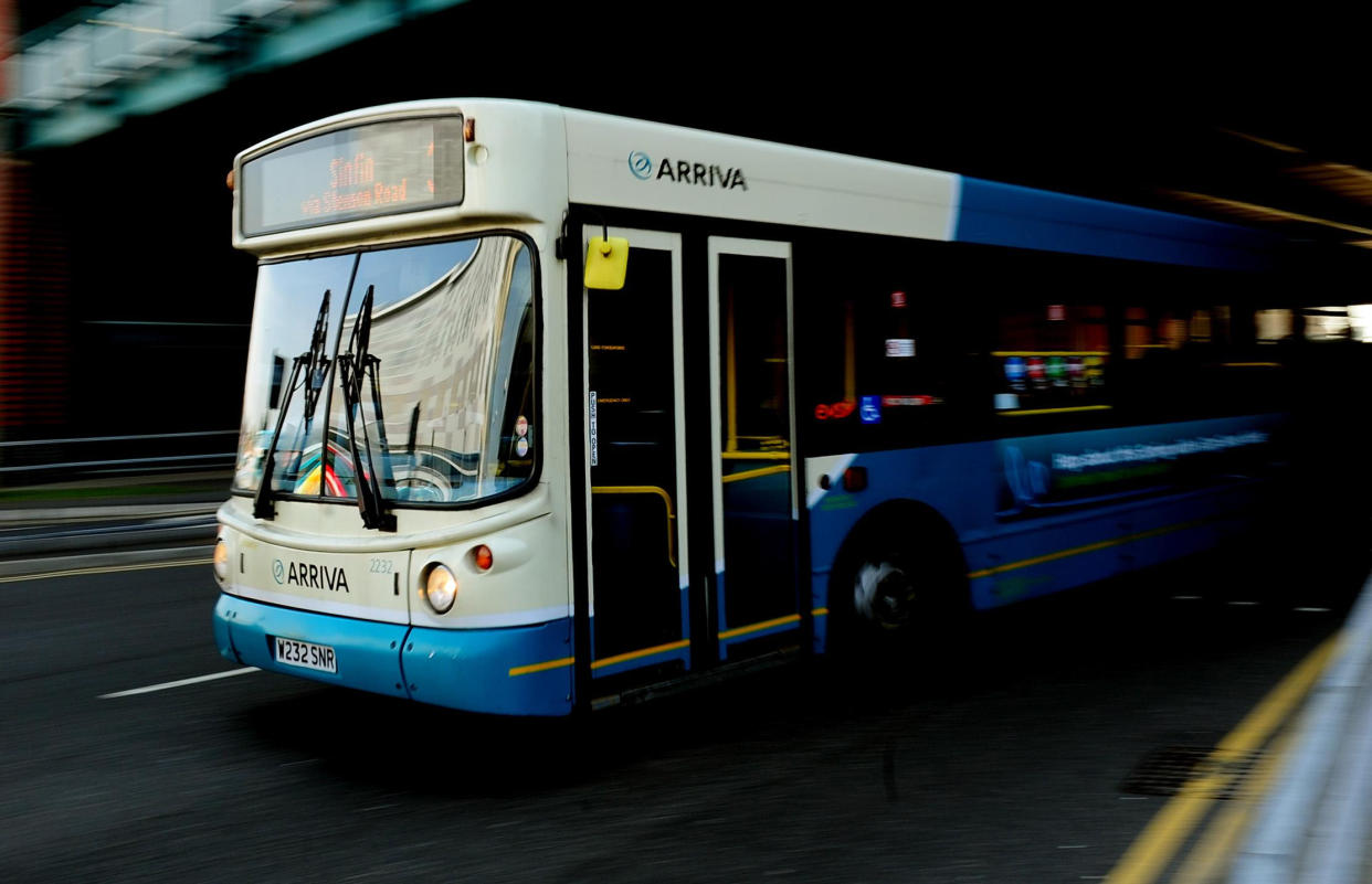 An Arriva bus in Derby. Bus and rail firm Arriva agreed to a 1.59 billion takeover by German operator Deutsche Bahn to create a new European transport giant.   (Photo by Rui Vieira/PA Images via Getty Images)