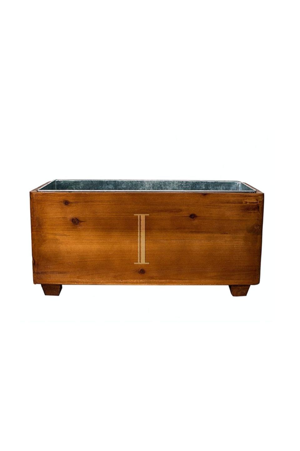 14) Monogram Wood Wine Trough