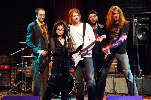 <p>Warner Bros./Courtesy Everett</p> Sebastian Bach (far right) on 'Gilmore Girls' with (from left) Keiko Agena, Todd Lowe and Joel Gion.