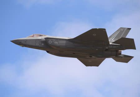 A Lockheed Martin Corp F-35 stealth fighter jet flies during a display at the Avalon Airshow in Victoria, Australia, March 3, 2017. AAP/Tracey Nearmy/via REUTERS