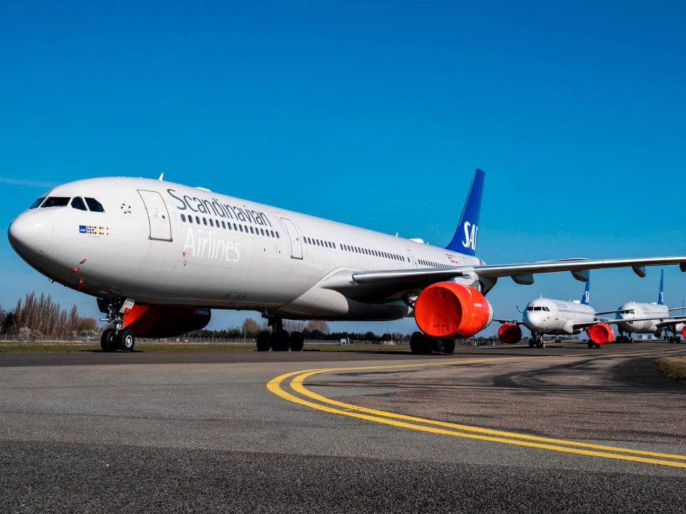 Grounded planes Scandinavian Airlines