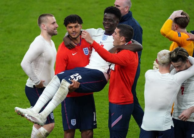 England celebrate after the final whistle 